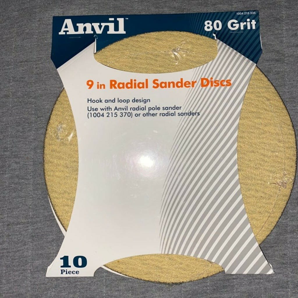 anvil 9″ radial sander discs 10 pack 80 grit works with other radial sanders
