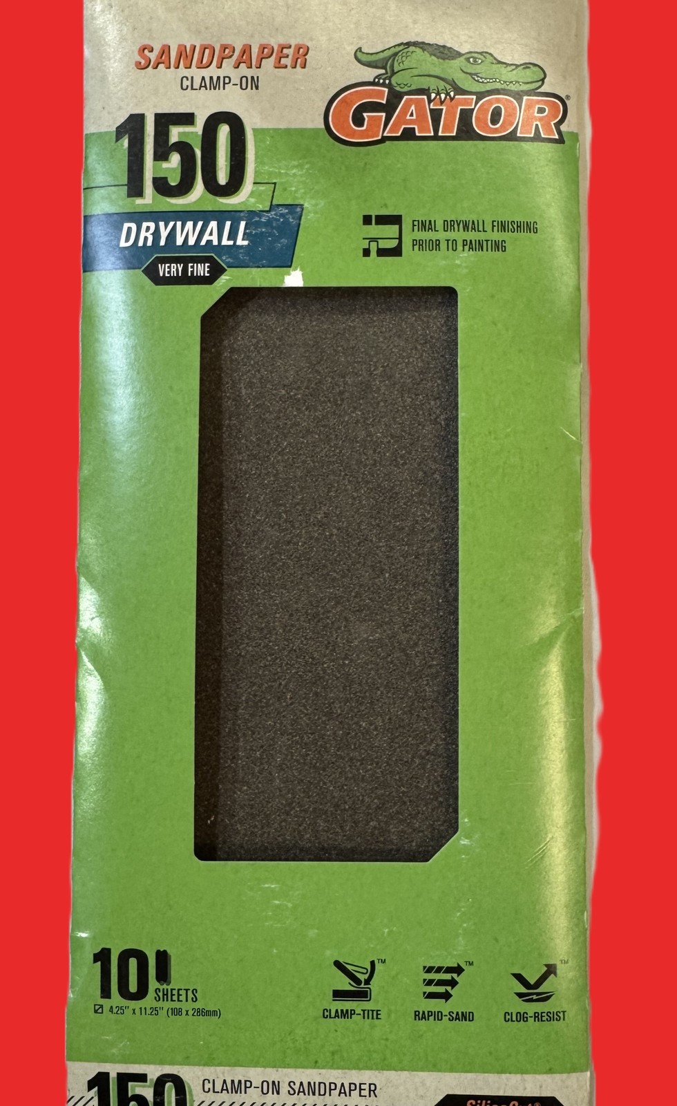 Gator Drywall Sandpaper 150 Grit Very Fine Clamp On 10 Sheets Home Finishing