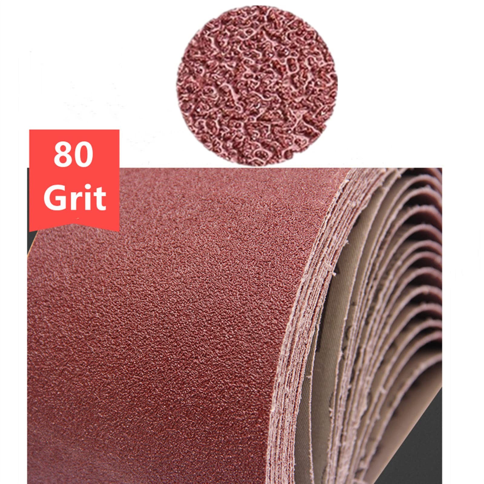 10 Pack 3×21 Inch 80 Grit Sanding Belts, Aluminum Oxide, Belt Sander Paper, Wood