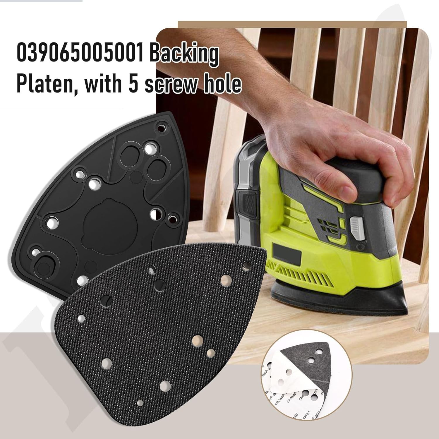 2 PACK 039065005001 MOUSE SANDER REPLACEMENT PADS FOR RYOBI FOR RIDGID W