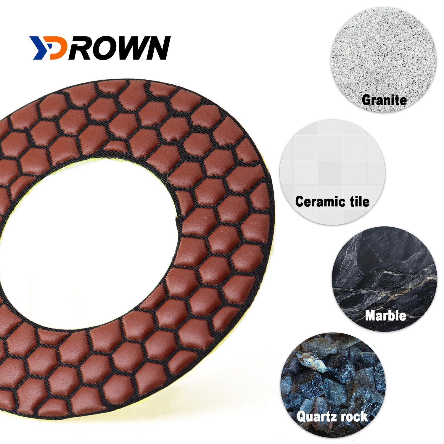 5″ 2PCS Diamond Polishing Pad 2mm Thickness Sanding Disc Dry Use Polisher Tool