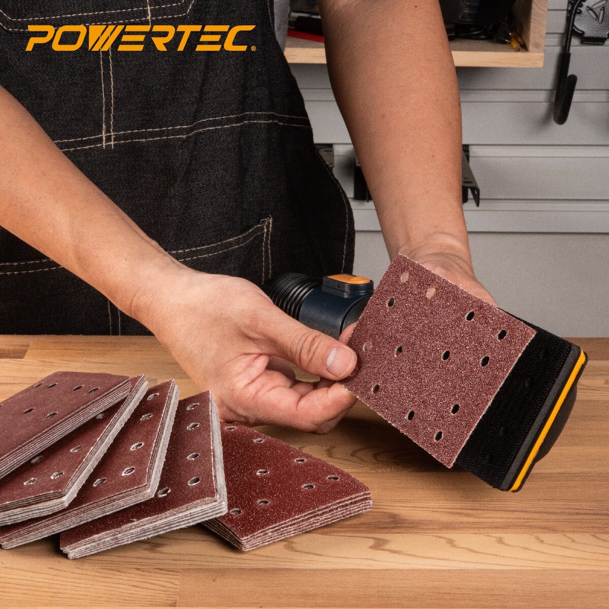 POWERTEC 4R13500, 50 Pack, 80mm x 133mm, A/O Hook and Loop Sander Pad