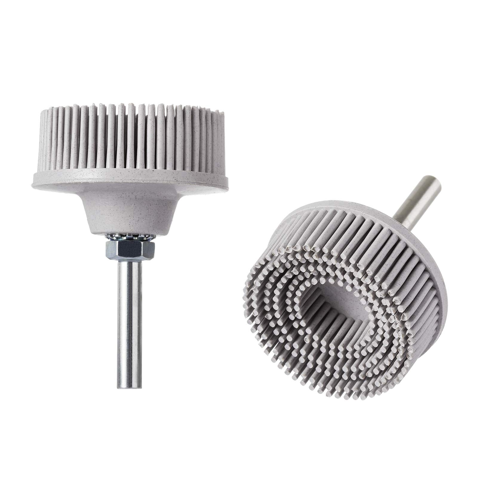2 Pack 2 Inch White Bristle Disc with 1/4″ Shank 120 Grit Rubber Abrasive Brush