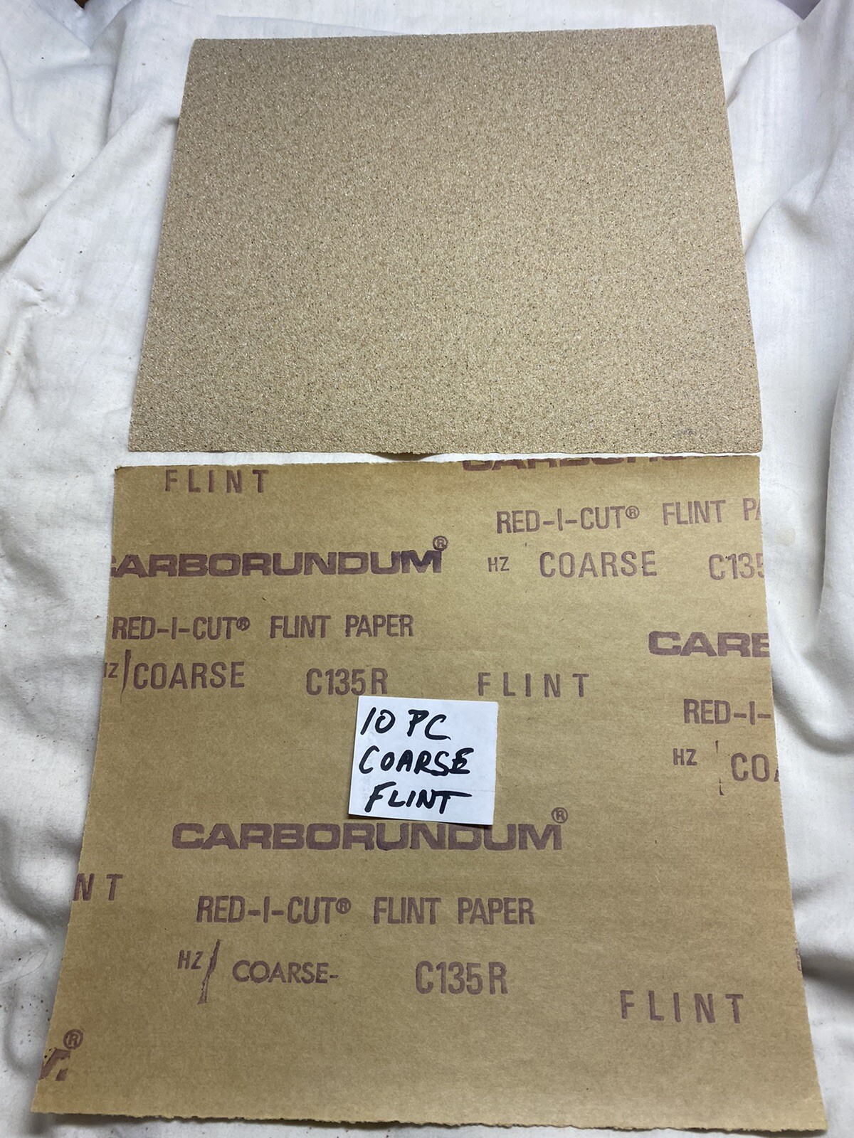 10 Sheets 9″x 10” Coarse Sandpaper Sheets Flint New Old Stock