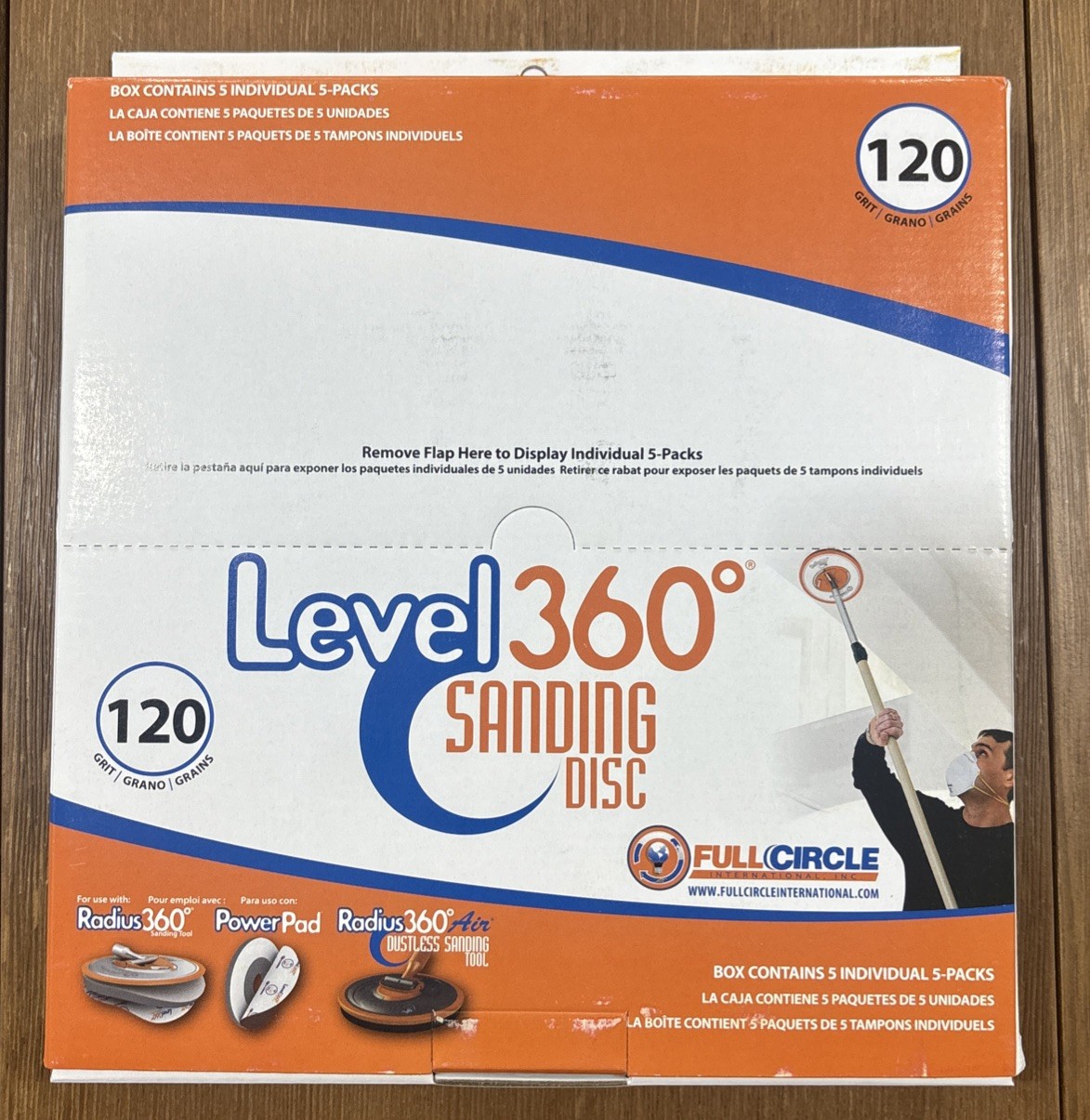 LEVEL 360 Sanding Disc 120 Grit – Case Of 5 X 5 Packs (25 Discs) – Use W/ PC7800