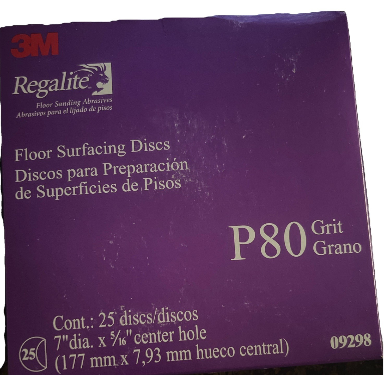 3M Regalite Floor Surfacing Discs, P120 Grit Grano 09306, 25 Discs, 7″ x 7/8″