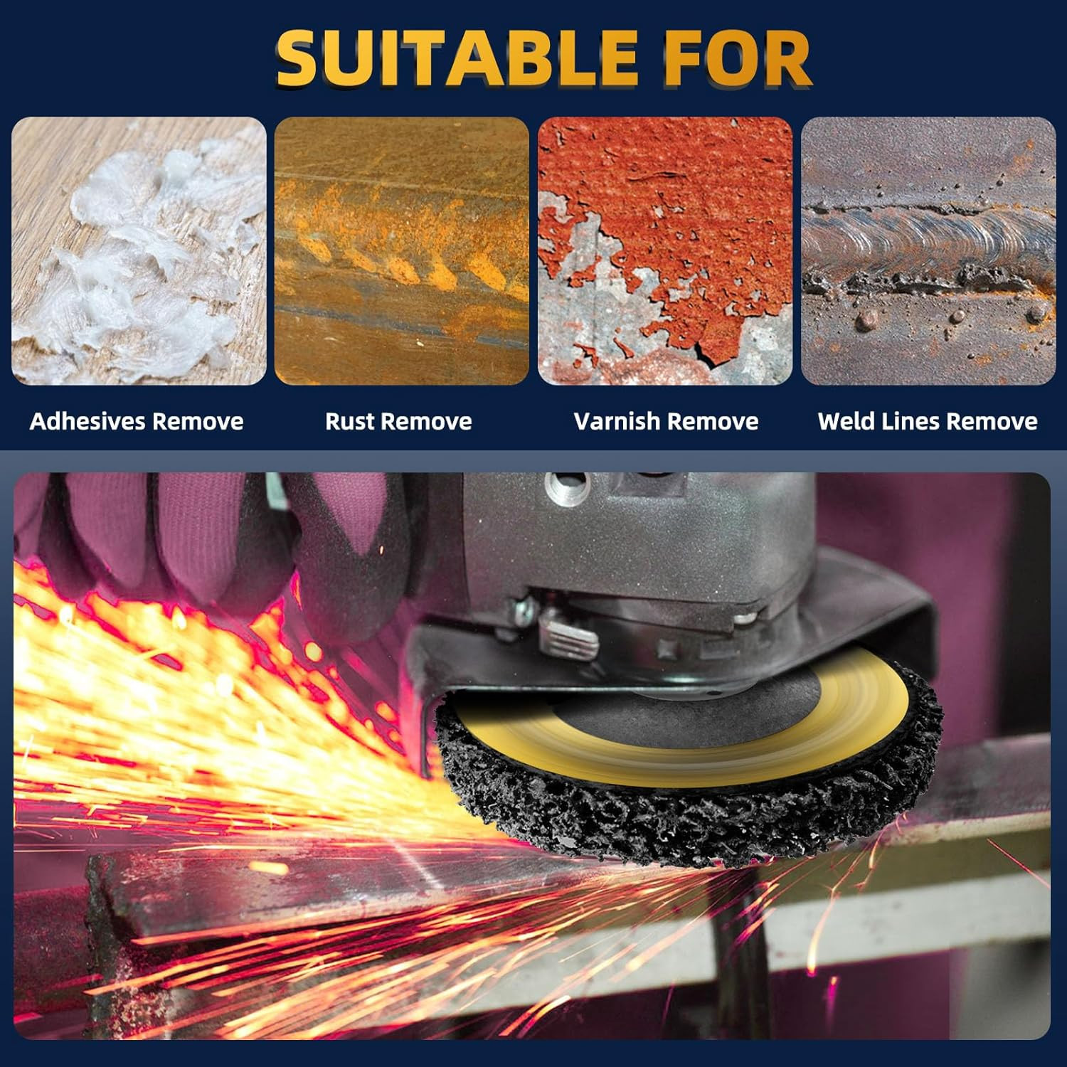 10 Pack 4.5 Inch Strip Discs for Angle Grinder, Wire Stripping Wheel Paint Remov