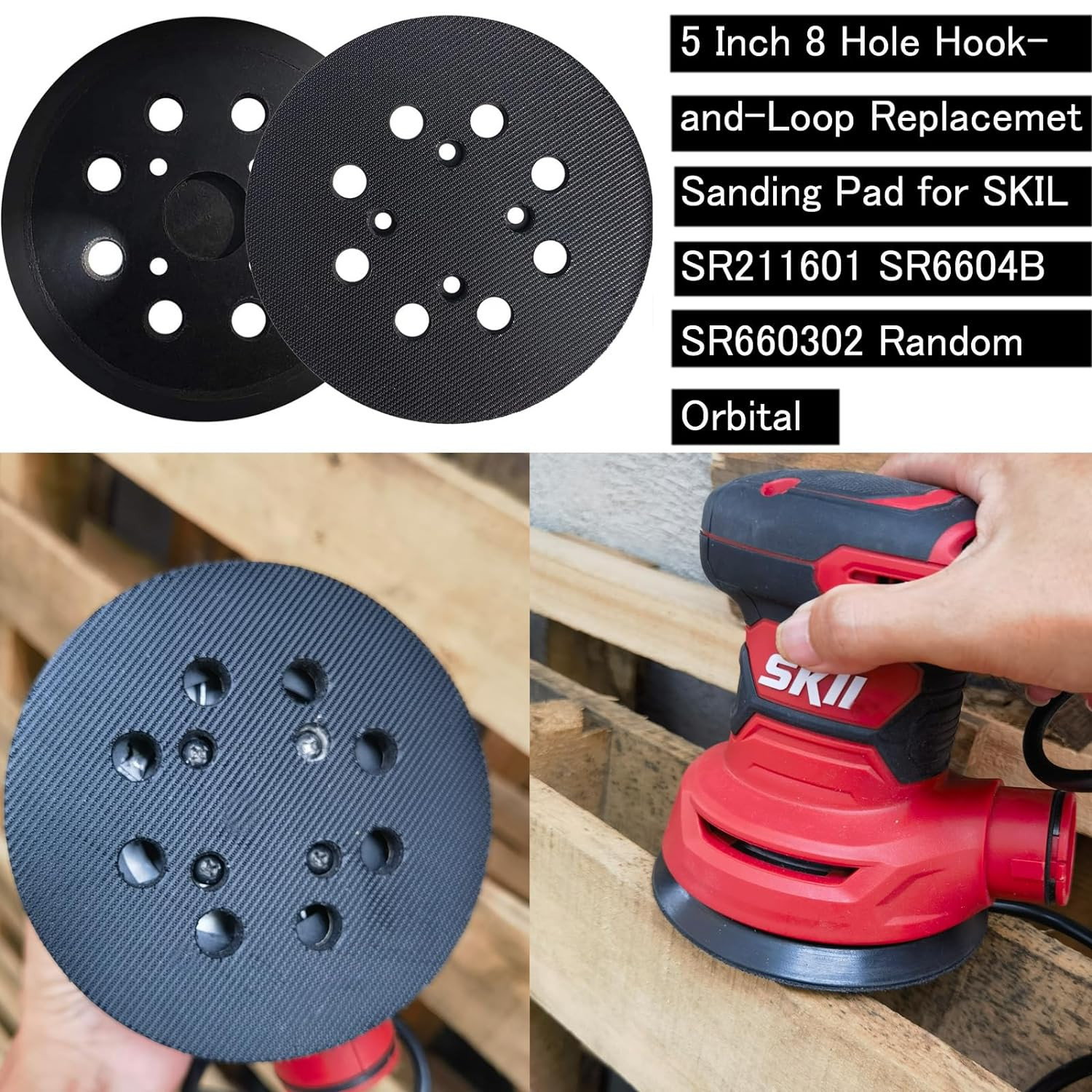 2 Pack 5 Inch 8 Hole Hook-And-Loop Replacemet Sanding Pad for SKIL SR211601 SR66