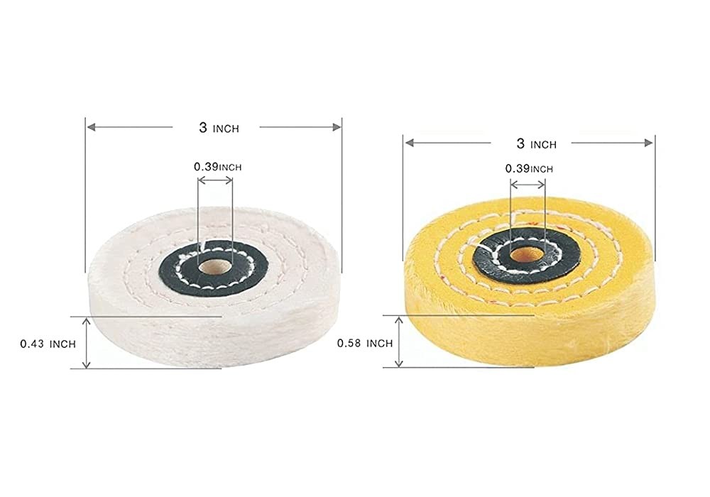 Luo ke 2 Pcs Ø3 x 3/8” Arbor Hole Cotton Buffing Polishing Wheels 3 inches