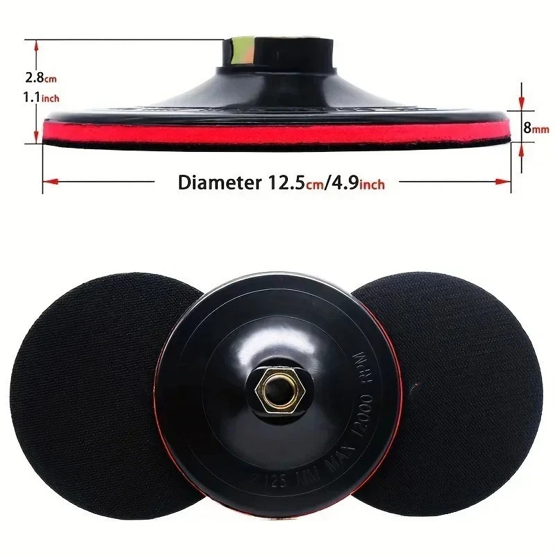 5 inch Hook and Loop Backing Pad Buffing Sanding Pad for Angle Grinder 5/8-11