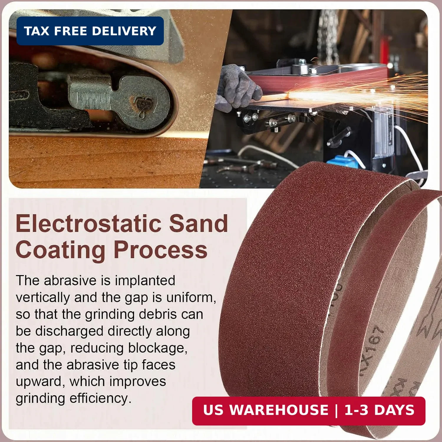 3 x 21 Inch Sanding Belts, 10 Pcs 36 Grits Aluminum Oxide Abrasive Belt Sander F