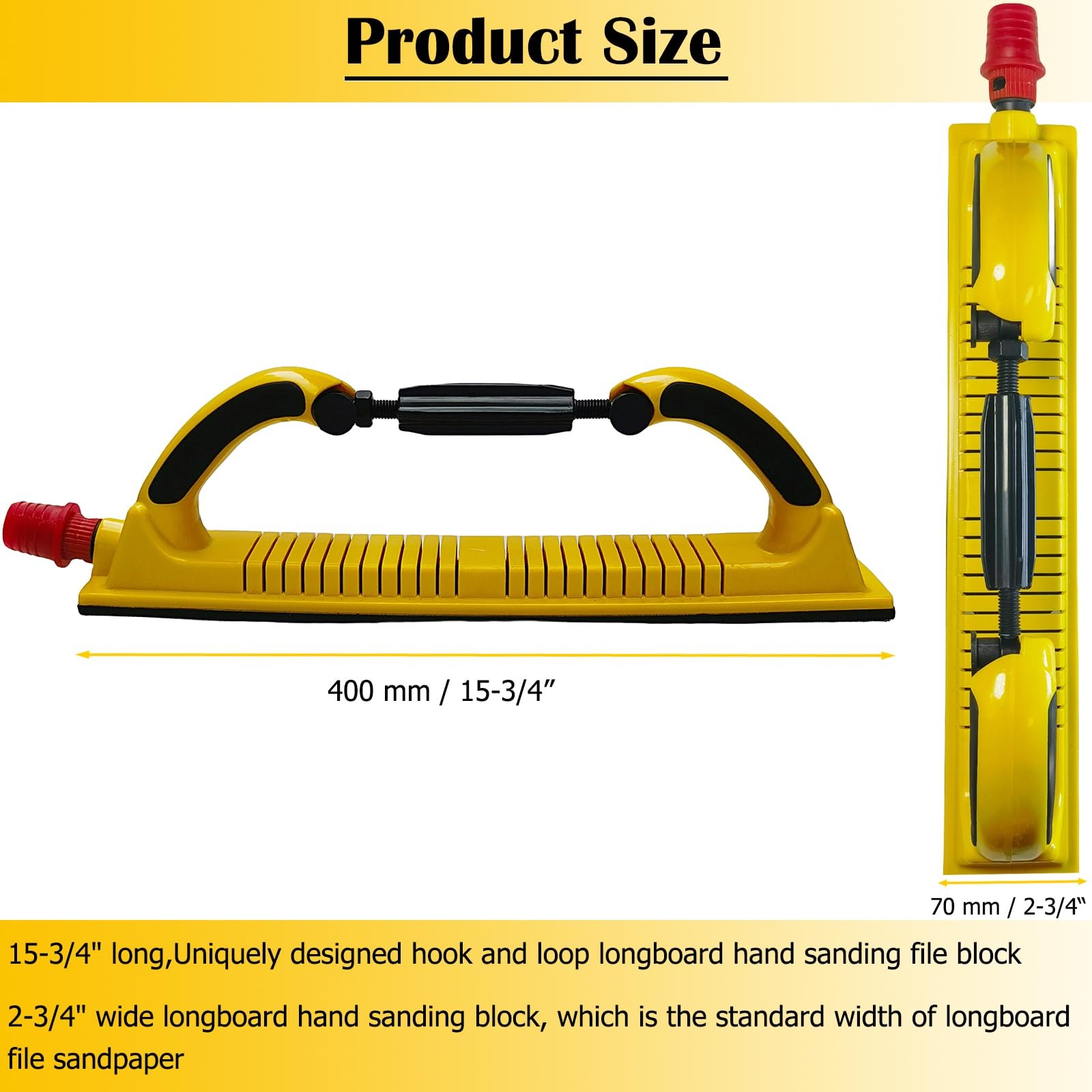 23/4″ X 153/4″ Dust Free Longboard Hand Sanding File Block Adjustable Radius Fle
