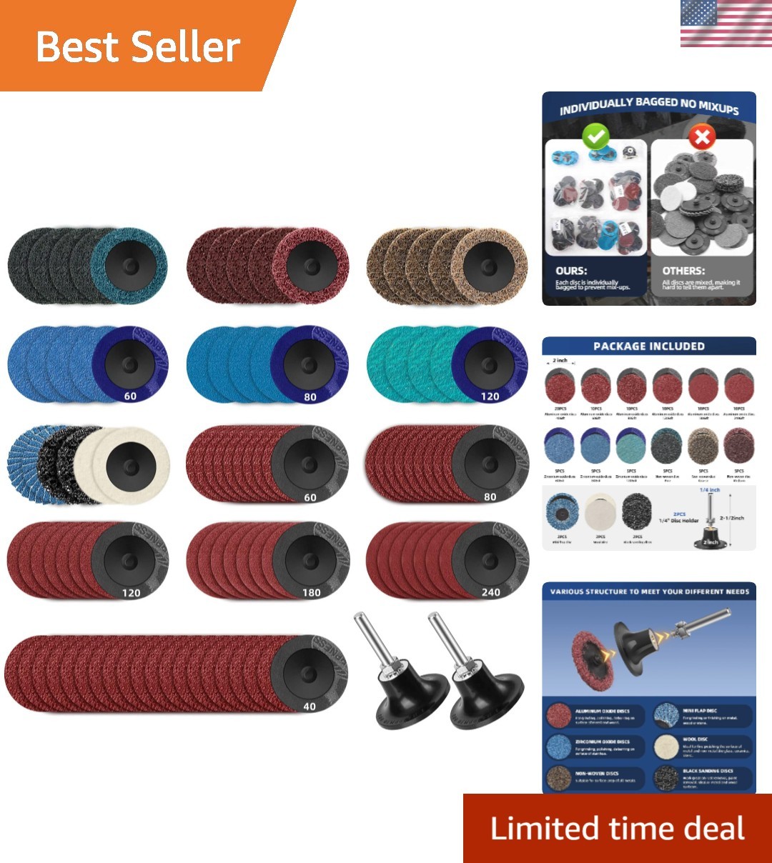 Quick Change 108-Peice Aluminum Oxide Sanding Disc Kit – Rust & Paint Removal