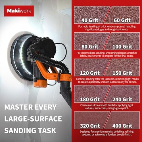 50PCS 9-Inch 10-Hole Hook & Loop Sanding Discs Mix Grit(50PCS) 10 Hole