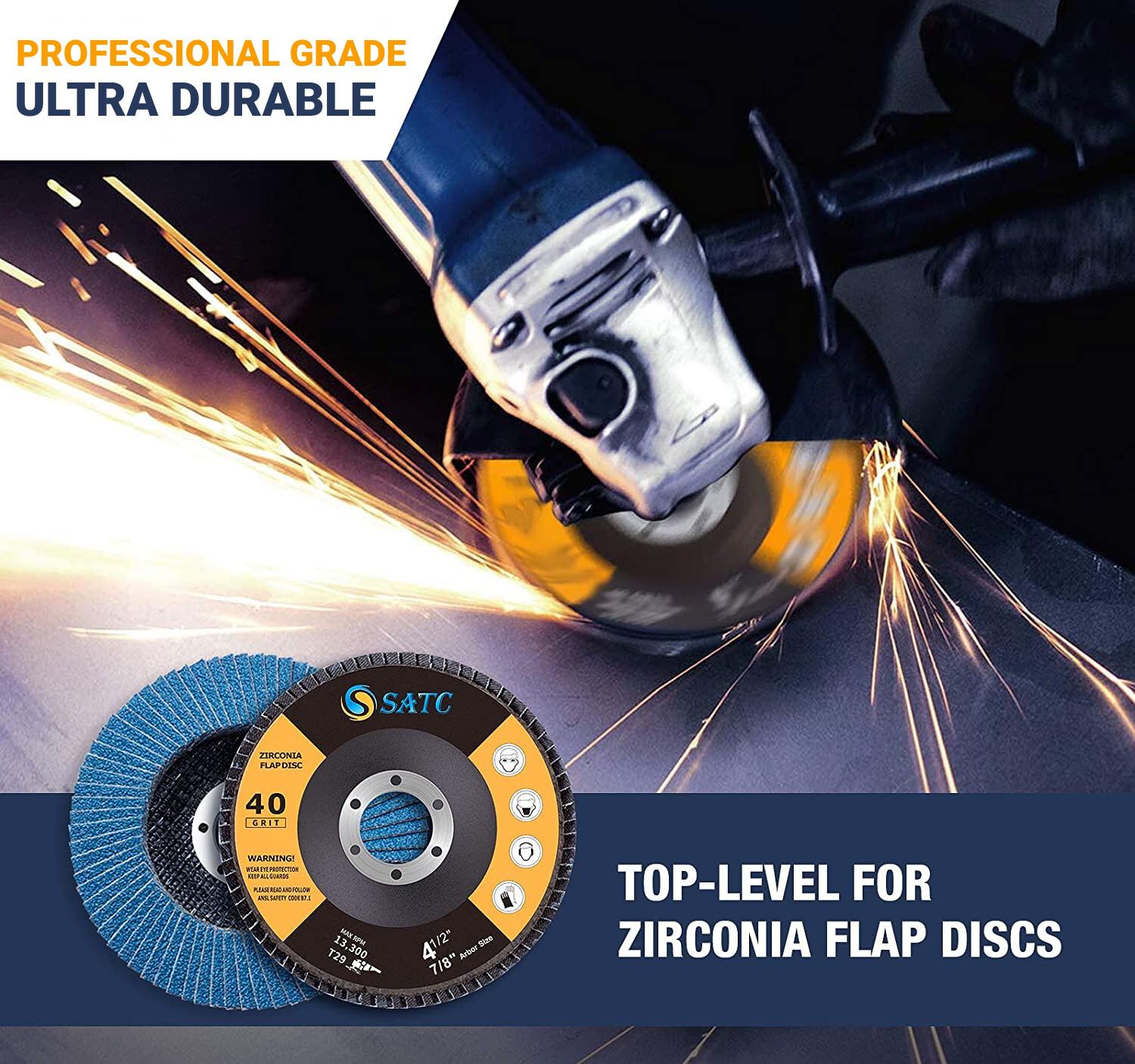 40 GRIT 40 PACK 4-1/2″ ZIRCONIA FLAP DISC ANGLE GRINDER SANDING GRINDING WHEELS