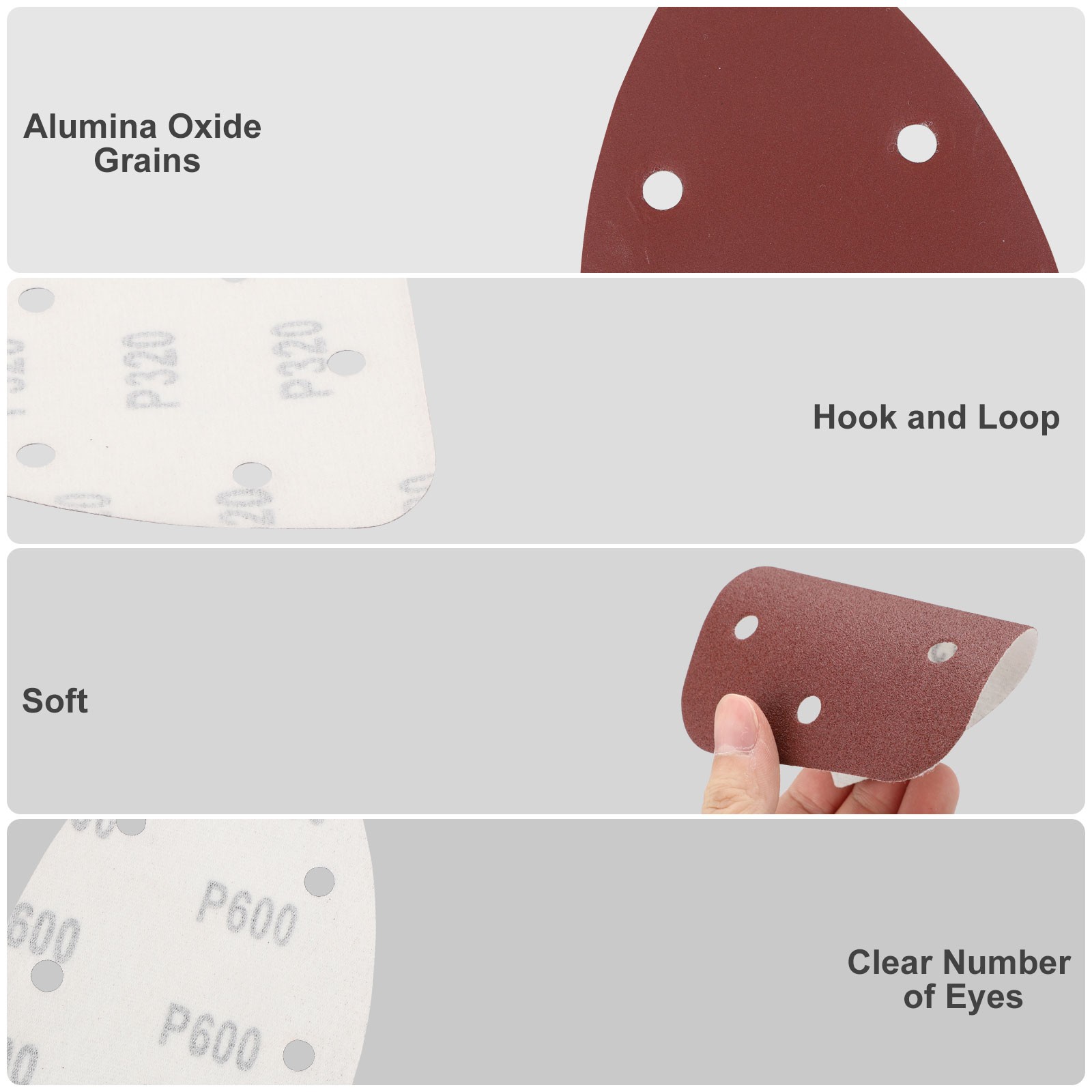 70pcs Mouse Detail Sander Sandpaper 5 Hole Hook & Loop Sanding Pads 40-600Grit