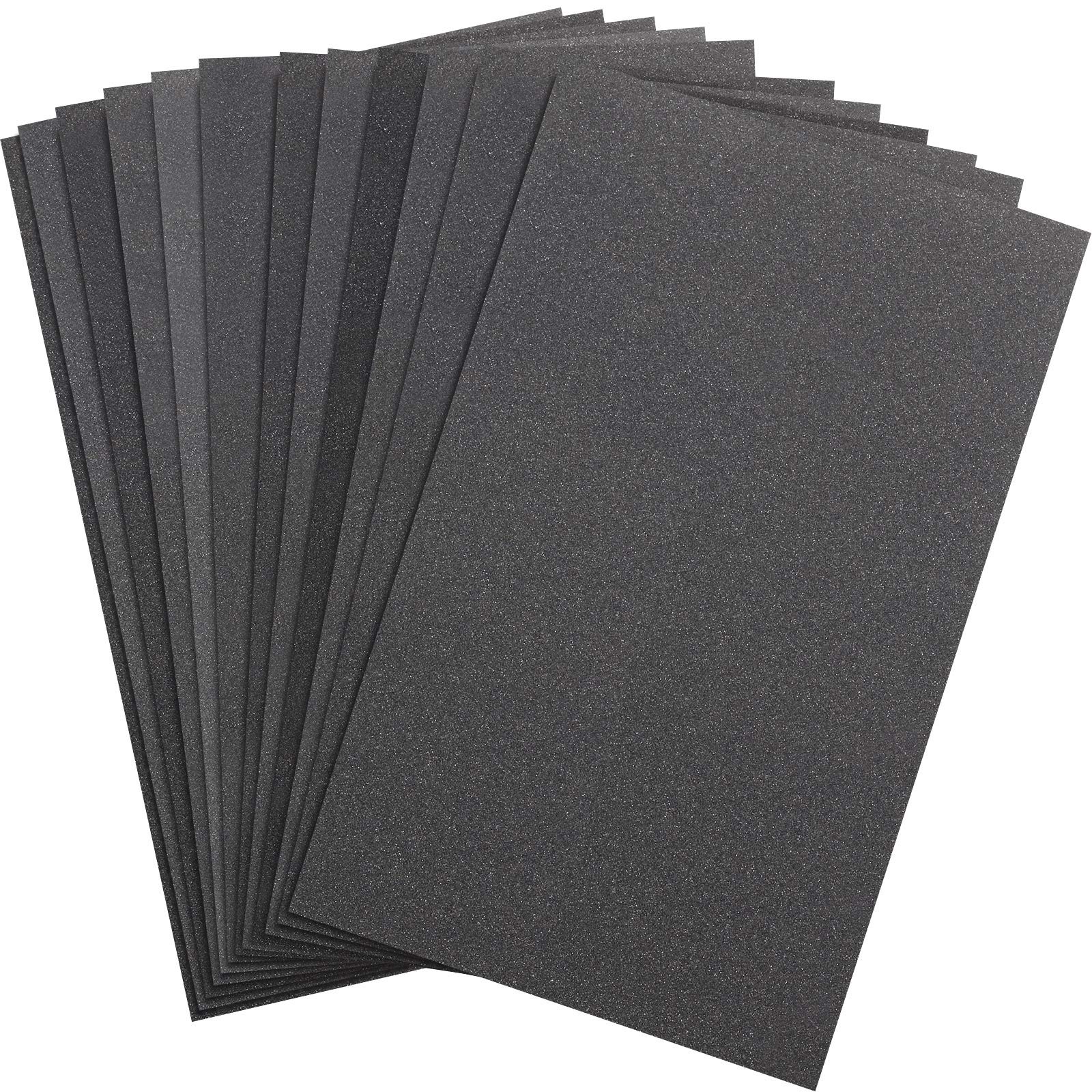Sandpaper Sheets Assorted Grit Waterproof Dry Wet 12 Pack 2.8×4.5 Inch Polishing