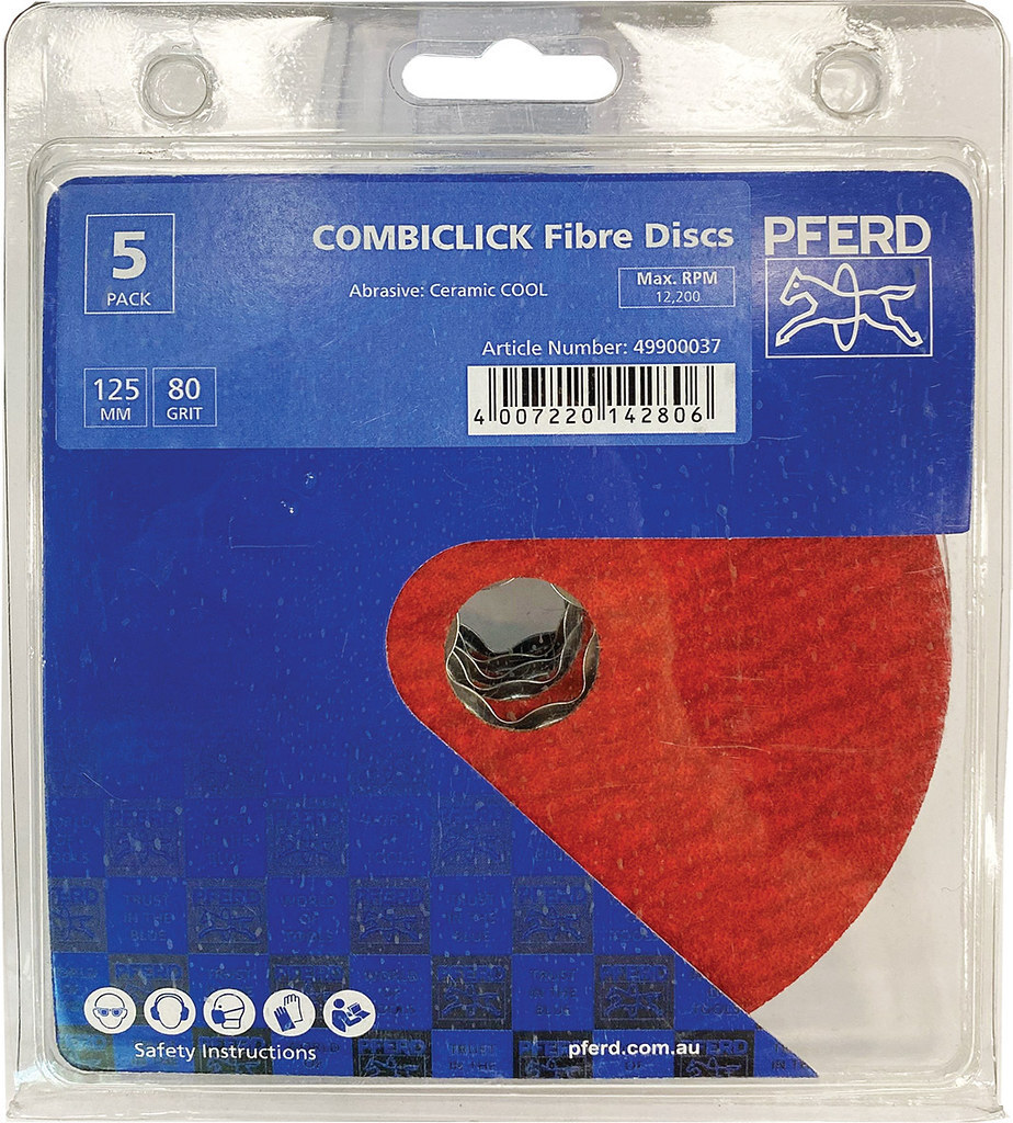 5x PFERD 5″ 125mm Ceramic Fibre Sanding Discs 36 60 80 120 Grit Combiclick CC-FS