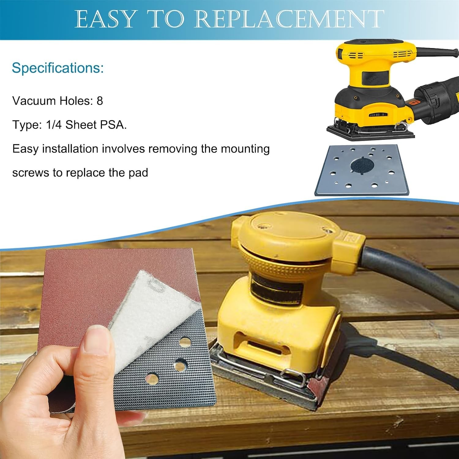 2 Pack Upgrade Hook and Loop Replacement Sander Pad for DeWalt DW411 D26441 D…