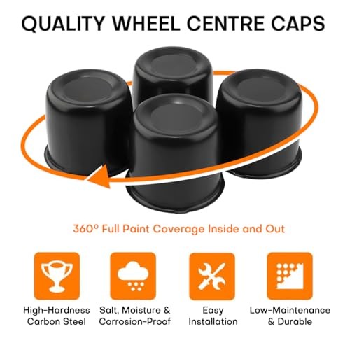 4Pcs 3.31 inch Wheel Center Caps Fit 3.31in Hub Hole, 2.99in Tall Matt Black