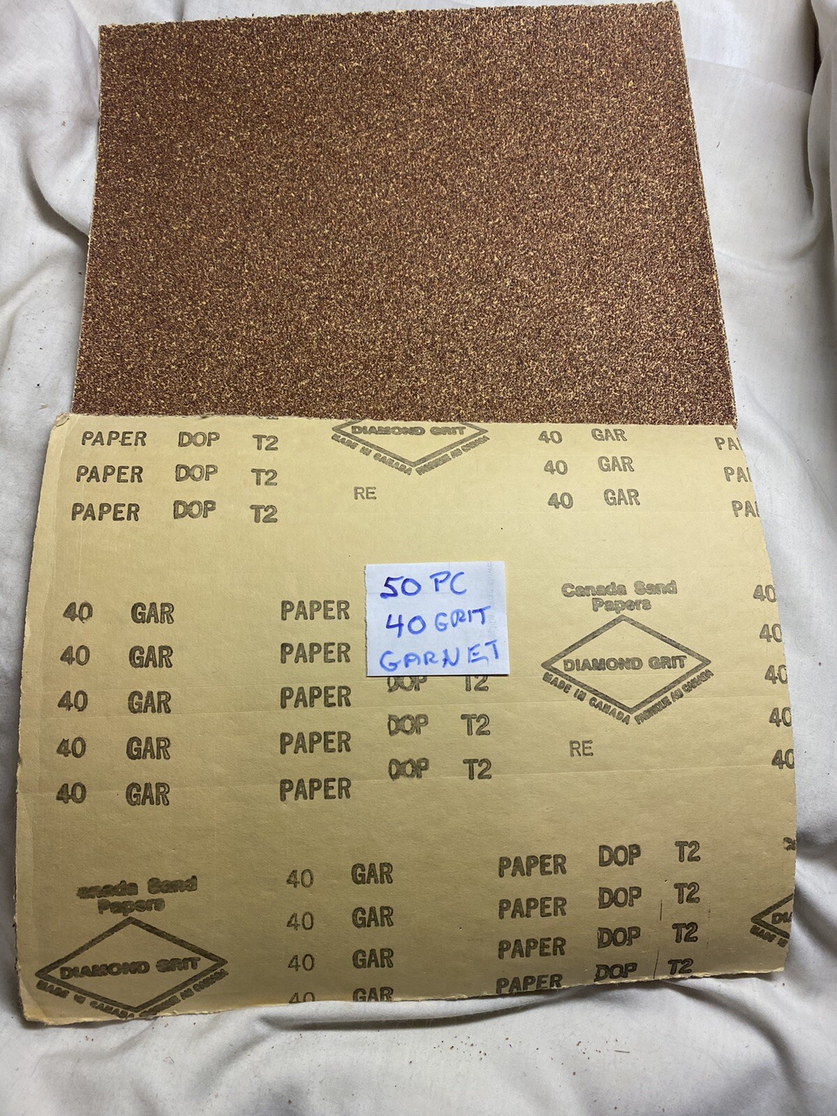 10 Sheets Not 50 Sheets 9″x 11” 40 Grit Garnet Sandpaper Sheets Carborundum Nos