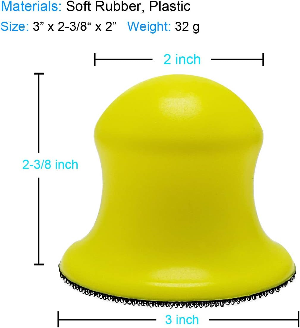 2 Pack 3″ round Hand Sanding Blocks for 3 Inch Hook and Loop Discs Ideal for Woo