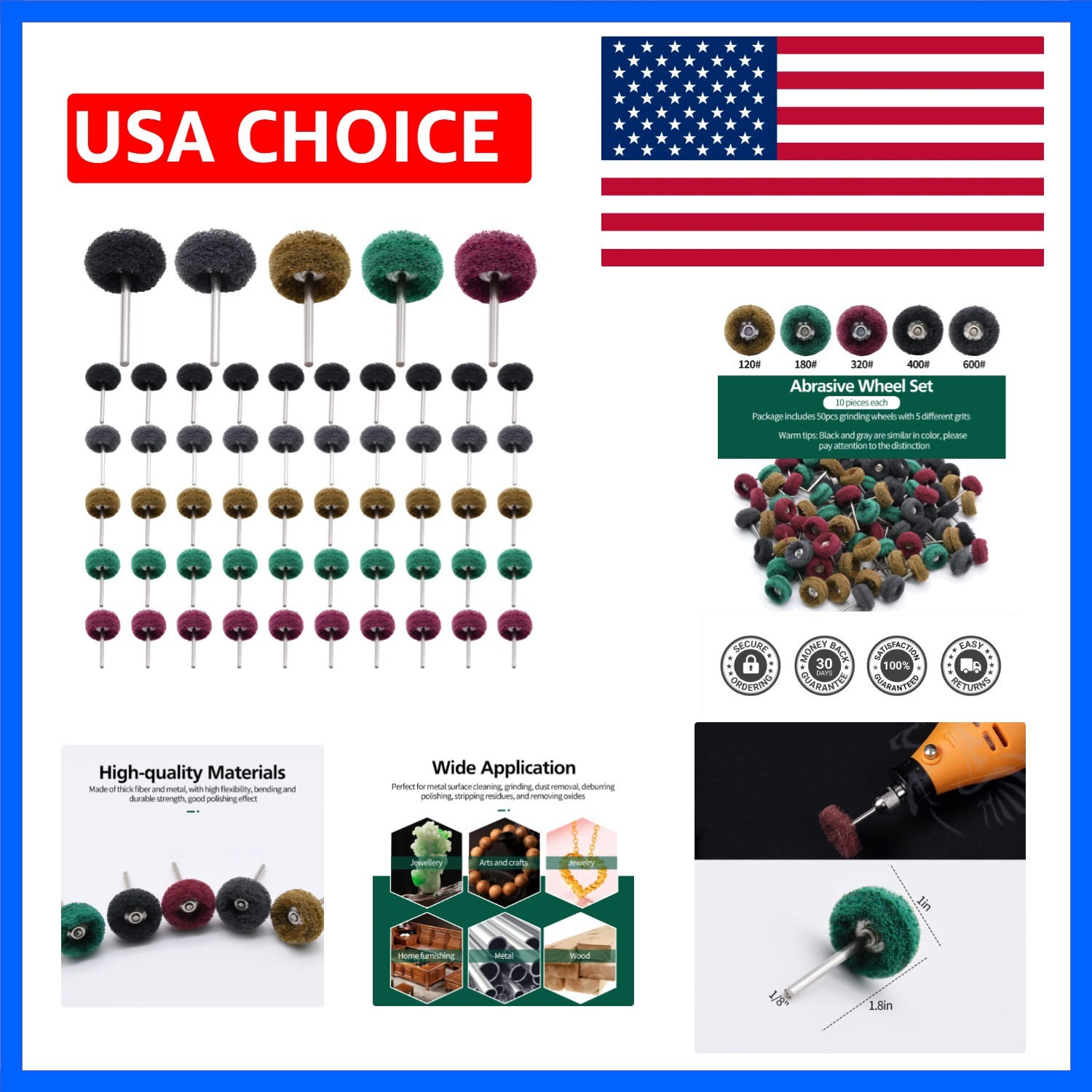 50/100/200pcs Abrasive Wheel, 1″ Buffing Polishing Wheels | for Rotary Tools-…