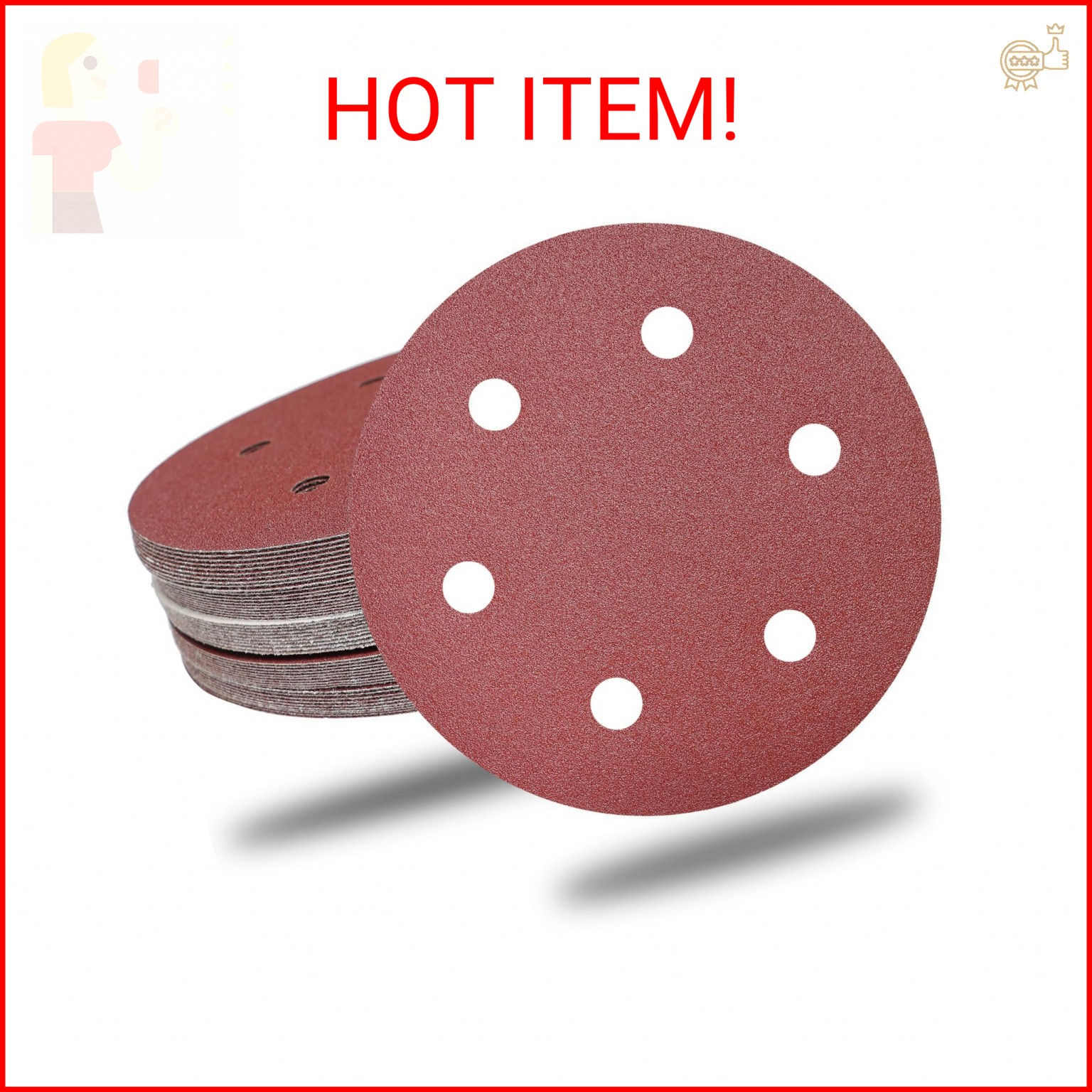 30 PCS 9 Inch 6 Hole Drywall Sanding Discs Set- 80 100 120 180 240 400 Grits, 9″