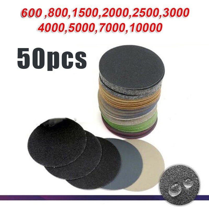 50pcs 3in Sanding Discs Pads 60-10000 Grit 75mm Type Wet/ Dry Sandpaper Discs