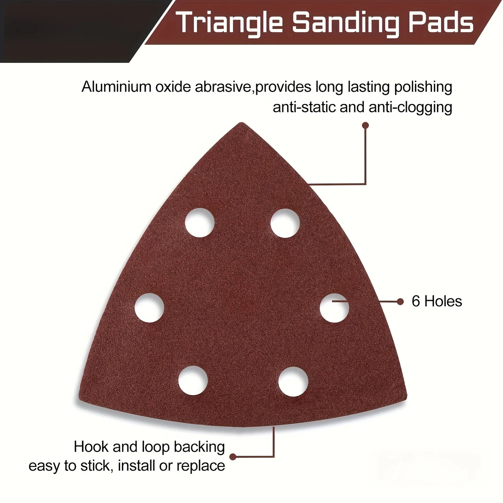 60 piece triangular sanding pad set, mouse sanding pad 6-hole sandpaper 60-320 g