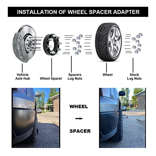 Black Forged 8×6.5 to 8×170 Wheel Adapters 1.5 Inch with 1.5 Inch, Pack of 2