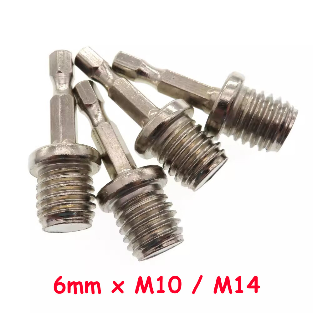 M10 M14 Thread to Power Drill Adapter 1/4″ Hex Shank for Polishing Backing Pads