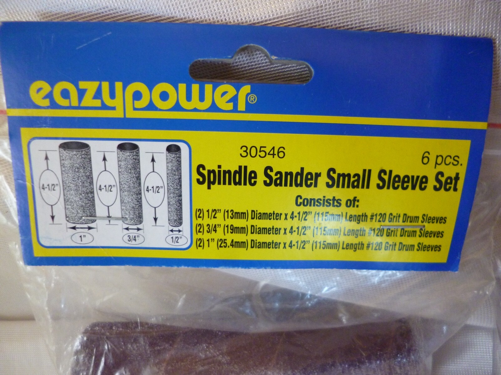 12 DRUM SPINDLE SANDER 4-1/2″ SANDING SLEEVES 80/120 GRIT EAZYPOWER 1/2″ TO 3″