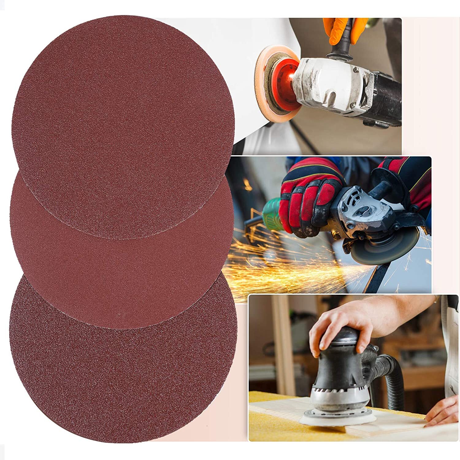 200PCS 6in/150MM Hook Loop Aluminum Oxide Resin Over Resin Sanding Discs 80Grit