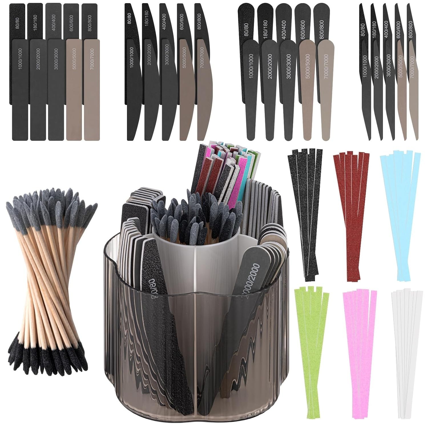 Sanding Sticks Set with Rotating Holder Polishing Sanding Twigs for Crafts