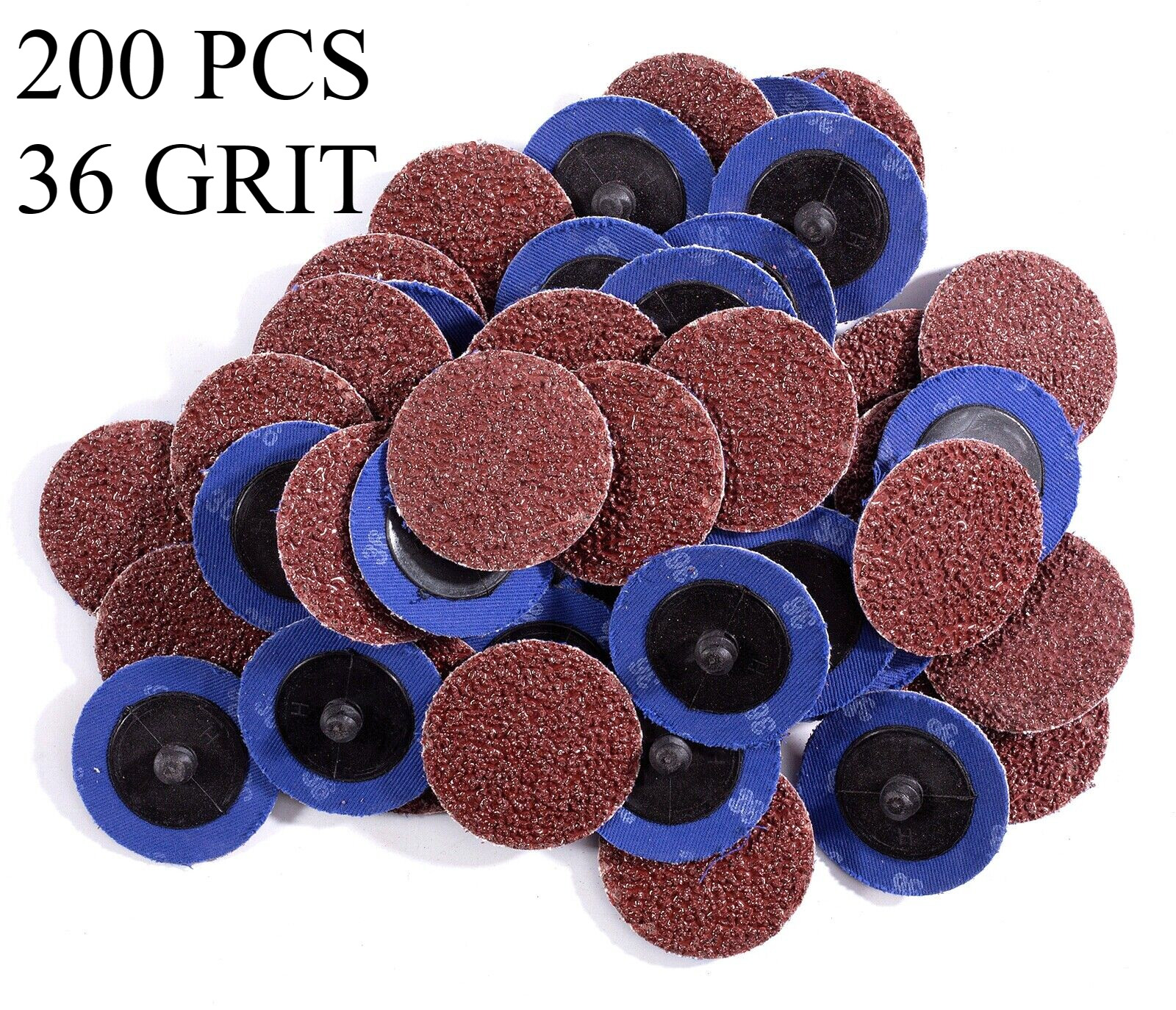 200 Pcs 2 inch Quick Change Grinding Discs Set, A/O Disc 36 Grit for Die Grinder
