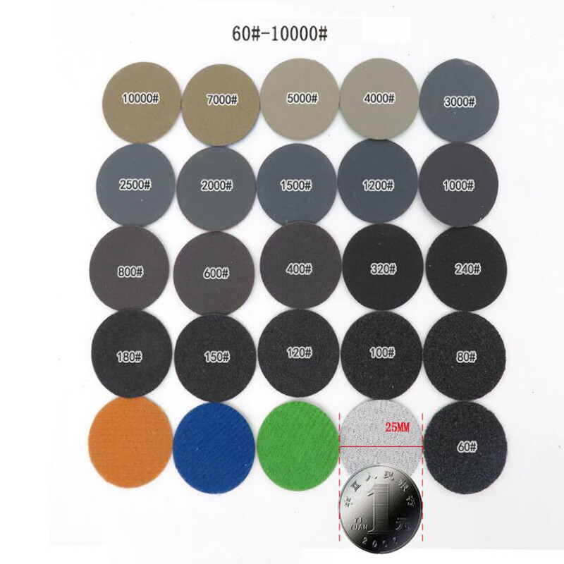 25mm Dry And Wet Sanding Disc 1 inch Sandpaper Hook And Loop Pad 60 – 10000 Grit