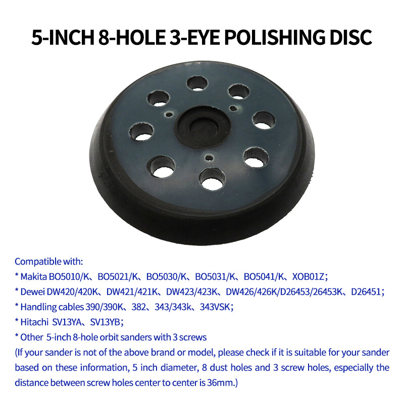 5″ 125mm Hook Orbital Sander Replacement 8 Holes Sanding Backing Polishing Pad