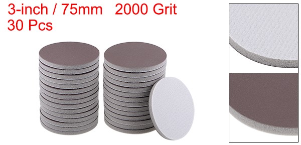 30pcs 3-Inch Sanding Sponge Hook and Loop Sanding Disc Corundum 2000 Grit