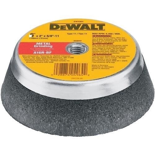 DEWALT DW4962 5″ by 2″ T11 Metal Grinding Cup Wheel USA