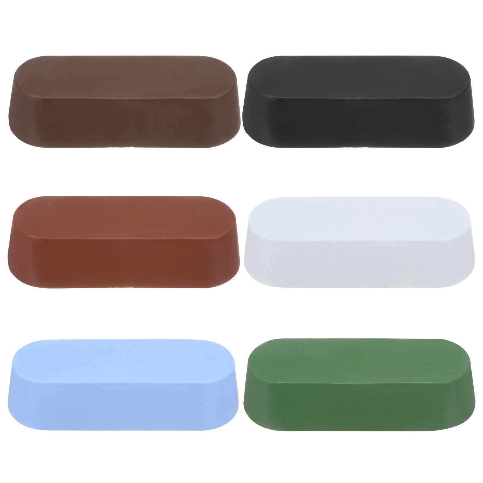 6pcs Metal Polishing Compound Bars, 2.5oz, Black,Brown,White,Green,Red,Blue