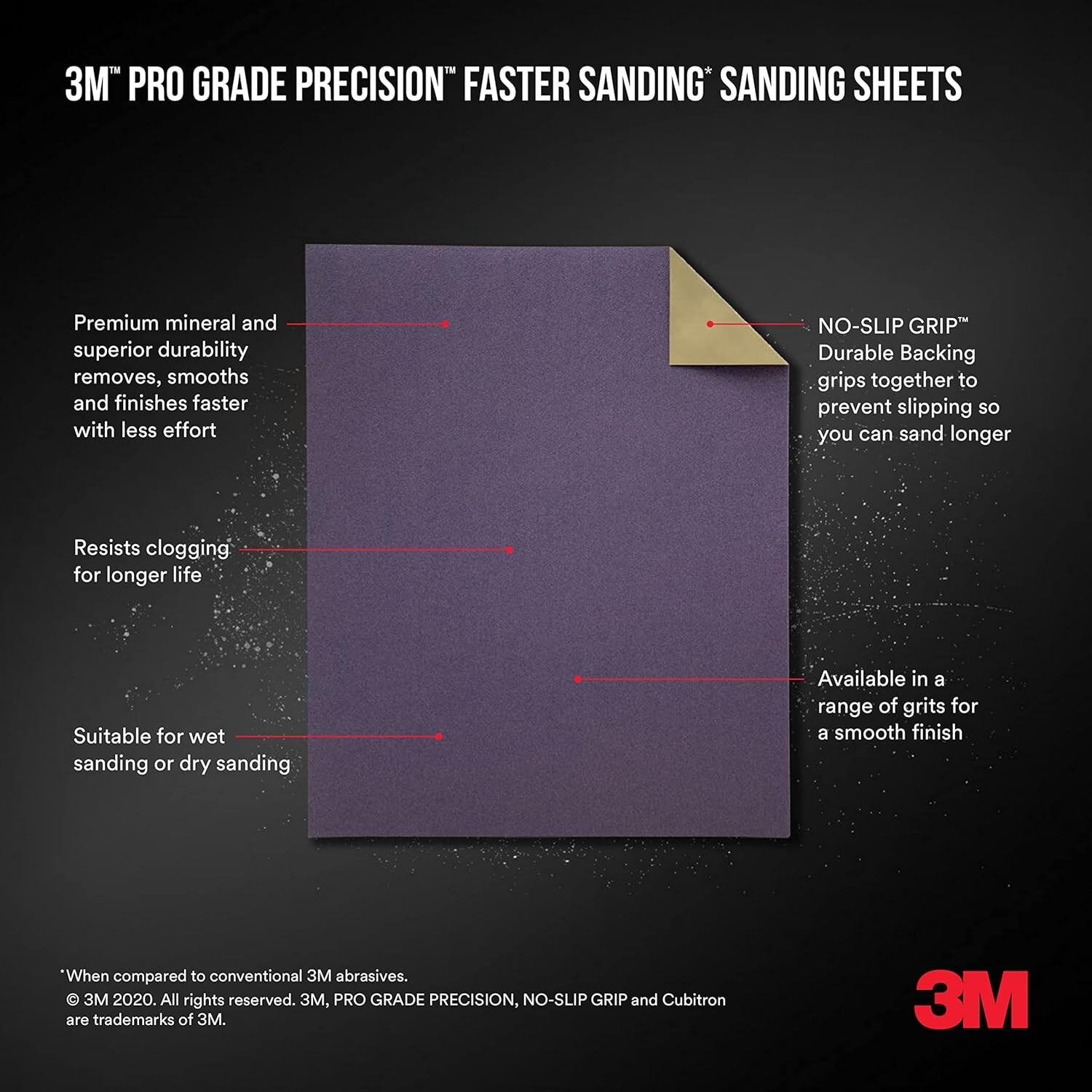 3M pro grade sanding Sandpaper sheets 6 Sheets 3 Pack