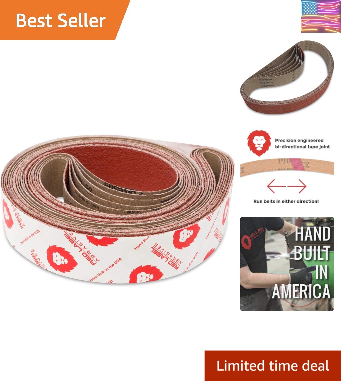 EdgeCore Ceramic Sanding Belts, 2x42in 36 Grit – Metal Grinding, Long-Lasting .