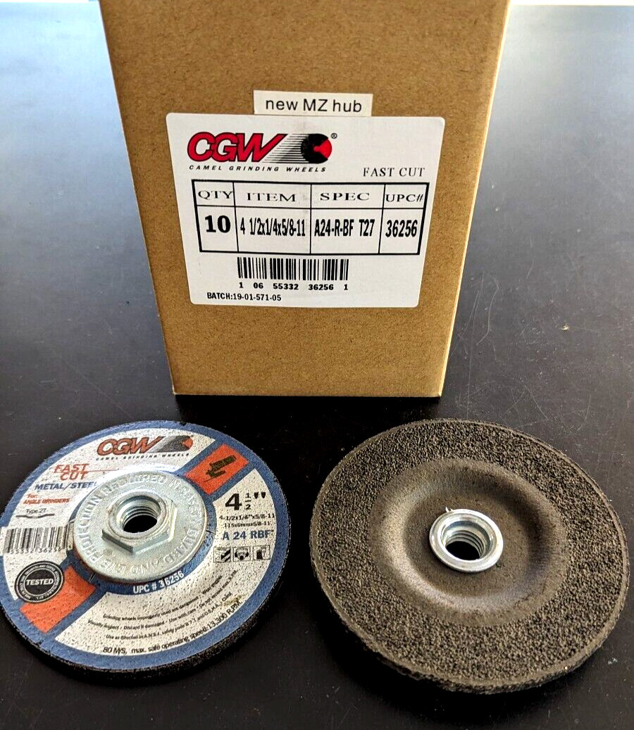 10 NEW CGW Metal Grinding Wheels 4-1/2″ X 1/4″ X 5/8-11- Fast Cut-T27- F. Ship