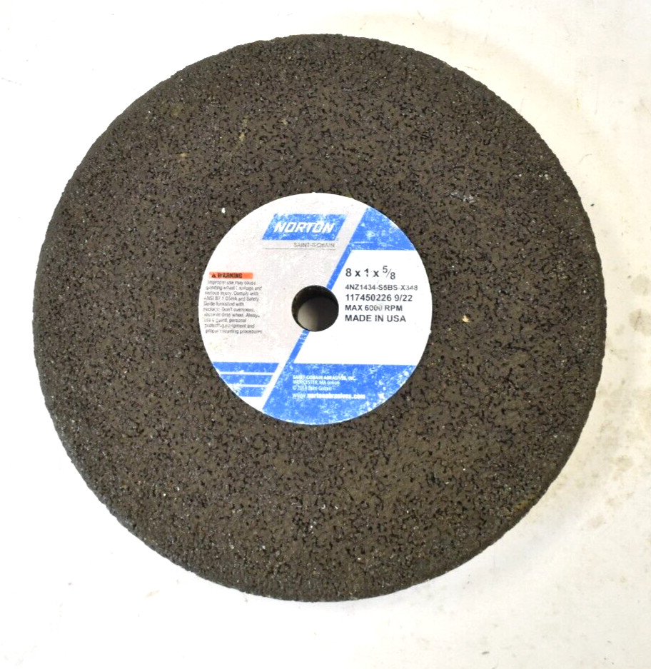 Norton Saint Gobain 8″ x1″ x 5/8″ Grinding Wheel 4NZ1434-S5BS-X348 117450226