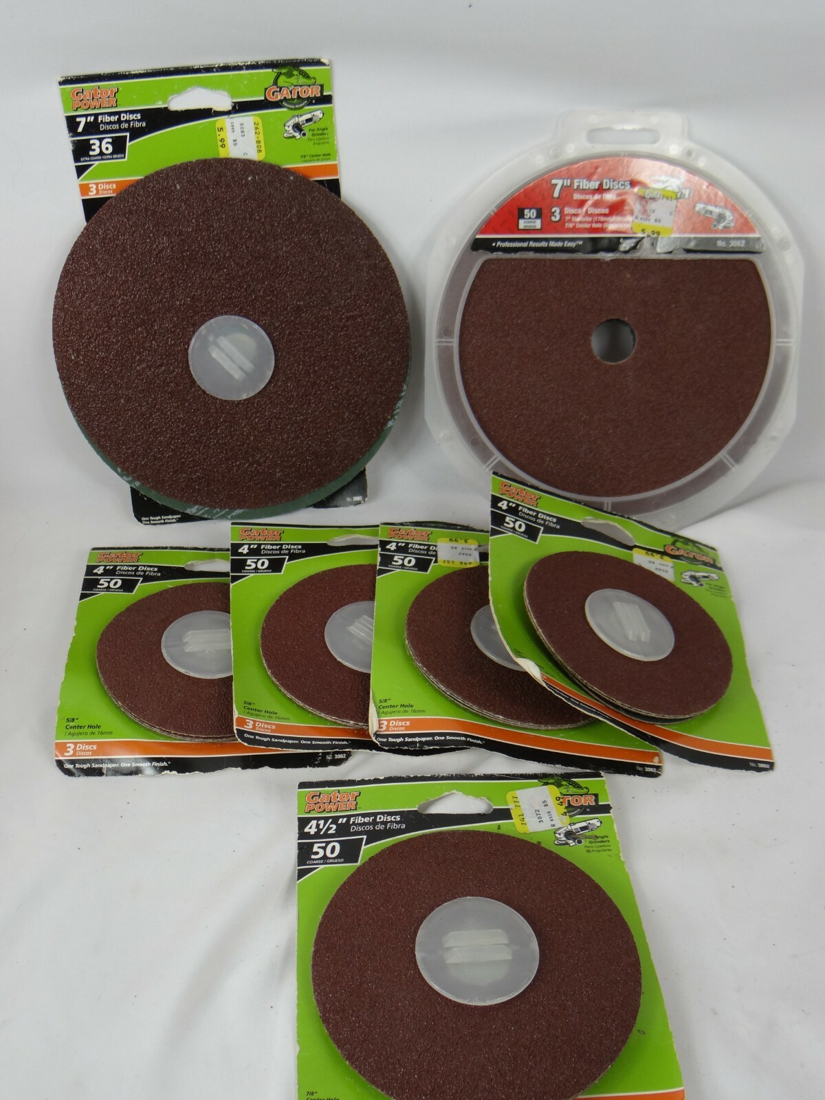 LOT 7 Gator Fiber Discs 4″ 4.5″ 7″ Angle Grinders Sanding 3062 3072 3082 3083