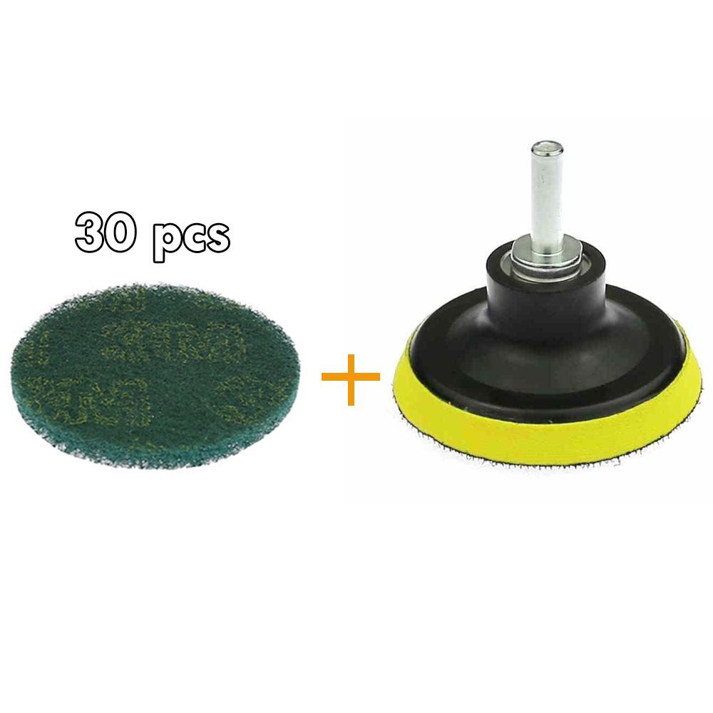 30 Pcs Drill Clean Pad Non-woven Abrasive Sanding Disc Coarse to Fine Change