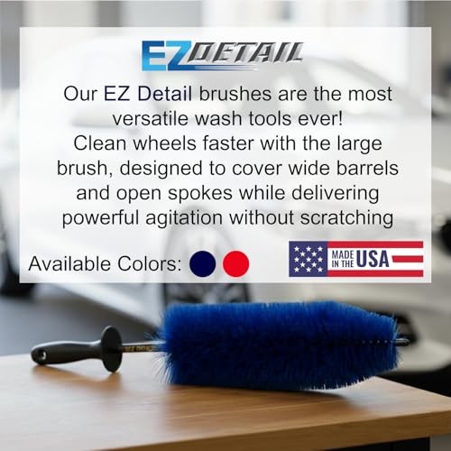 Big Wheel Brush – 18-Inch Flexible Nylon Rim & Barrel Cleaner for Cars, Blue