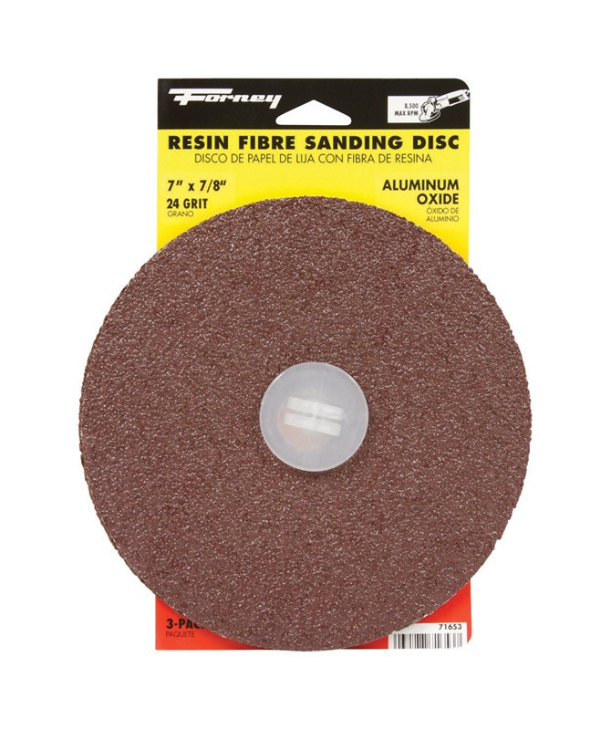 Forney 71653 Aluminum Oxide 8500 rpm 24-Grit Resin Bond Sanding Disc 7 Dia. in.