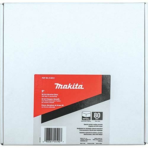 Makita B-68541 9″ Round Abrasive Disc, Hook & Loop, 80 Grit, 25/pk